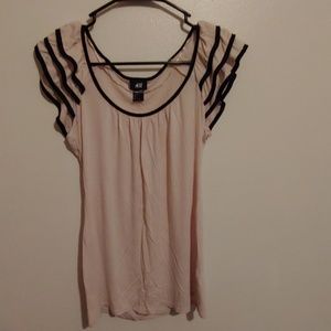 DONATING 5 for $25 Cream black trim ruffle top
